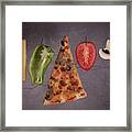 Slice Of Mozzarella Pizza Tomato Cheese Peeper And Mushroom Ingredients Framed Print