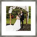 Traditionnal Wedding Portrait Of Millennial Couple Outdoors. #3 Framed Print