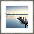 Wooden Pier Or Jetty And Lake At Sunrise. Torre Del Lago Puccini #3 Framed Print