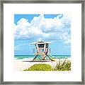 Seafront Beach Promenade With Palm Trees On A Sunny Day In Fort Lauderdale Framed Print