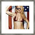 8795 Piper Precious Famous Dancer And American Flag Framed Print