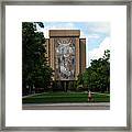 Wide View Of Touchdown Jesus World Of Life Mural  University Of Notre Dame Framed Print
