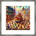 A Bustling Colorful Carnival In A South American City Framed Print