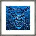 A Cougar's Growl Blue Framed Print