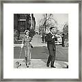 A Couple Mailing A Letter In New York City Framed Print
