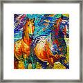 A Couple Of Horses Walking - Colorful Mosaic Framed Print