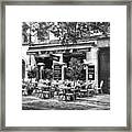 A French Restaurant Vieux Lyon France Black And White Framed Print