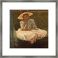 A Girl In A Hat With Flowers Framed Print