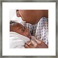 A Newborn And Mother In A Hospital Framed Print
