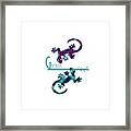 A Pair Of Watercolor Geckos Framed Print