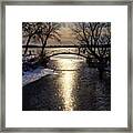 A Perfect Day -  Sunset Behind Arch Bridge At Bartel Beach  At Lake Mills Wisconsin Framed Print