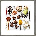 A Selection Of Spices On A White Background Framed Print