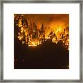 A Wildfire Frontline With Emergency Services Nearby, Okanagan Valley, British Columbia, Canada Framed Print
