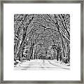 A Winter Drive Black And White Framed Print