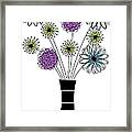 Abstract Flowers Cool Colors Framed Print