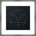 Abstract Geometric Gold Glyph Art On Dark Teal Blue 320 Vertical Framed Print