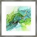 Abstract Ink Blue Gold Green Framed Print