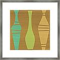Abstract Vases On Brown Mixed Media Framed Print