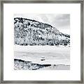 Across The Shuswap River Winter Black And White Framed Print