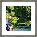 Aerial Drone Shot Of A Wedding Party Standing In The Grounds Of A Picturesque Building In Berlin, Germany Summertime Framed Print