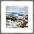 Aerial View Of Winter Landscape With Remote Settlements And Snow Covered Fields In Austria Framed Print