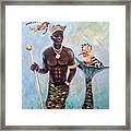 African Merman King Olokun By Linda Queally Framed Print