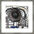 Aircraft Jet Engine Maintenance In Airplane Hangar Framed Print