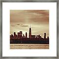 Albumen Print Of Chicago Cityscape Of Coastal Megapolis Under Sunset Sky, Woodburytype Framed Print