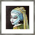 Alien Girl With A Pearl Earring Framed Print