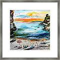 Amalfi Coast Italy The Cove 2 Watercolors And Ink Framed Print