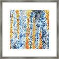 Amalgam 1 - Contemporary Abstract - Abstract Expressionist Painting - Blue, Navy, Brown, Gold Framed Print