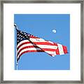 American Flag With Moon Framed Print