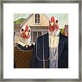 American Gothic Chickens Framed Print
