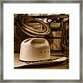 American West Rodeo Cowboy Hat - Sepia Framed Print