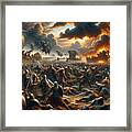 An Epic Battle Scene From Mythology Or History Framed Print