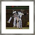Andrew Mccutchen, Starling Marte, And Travis Snider Framed Print