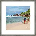 Anse Coco Beach In La Digue Island Framed Print