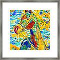 Arabian Horse Colorful Portrait In Blue, Cyan, Green, Yellow And Red Framed Print