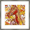 Arabian Horse Sitting In Front Of A Tree - Warm Colors Digital Art Framed Print