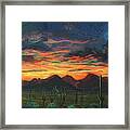 Arizona Sunset Over Tucson Mountains Framed Print