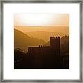 Arouce Castle Silhouette At Sunset Framed Print