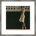 Art Painting Of A Woman Waiting At The Quay Framed Print