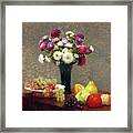 Asters And Fruit On A Table 1868 Framed Print