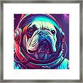 Astronaut French Bulldog In Space Suit With Futuristic Space Bac Framed Print