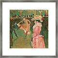 At The Moulin Rouge The Dance. Date/period 1890. Painting. Oil On Canvas Oil On Canvas. Framed Print