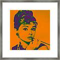 Audrey Hepburn Purple Framed Print