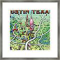 Austin Texas Fun Map Framed Print