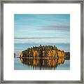 Autumn Coloured Island In The Middle Of The Lake Framed Print