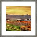 Autumn In Tuscany, Rolling Hills And Woods. Santa Luce Framed Print