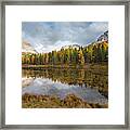 Lake Antorno In Autumn Italian Dolomiti Framed Print